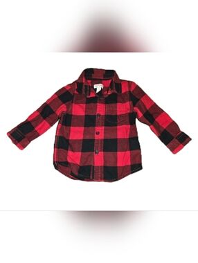💓 3/$15 Cat & Jack 18 Months Red And Black Checkered Plaid Flannel Shirt